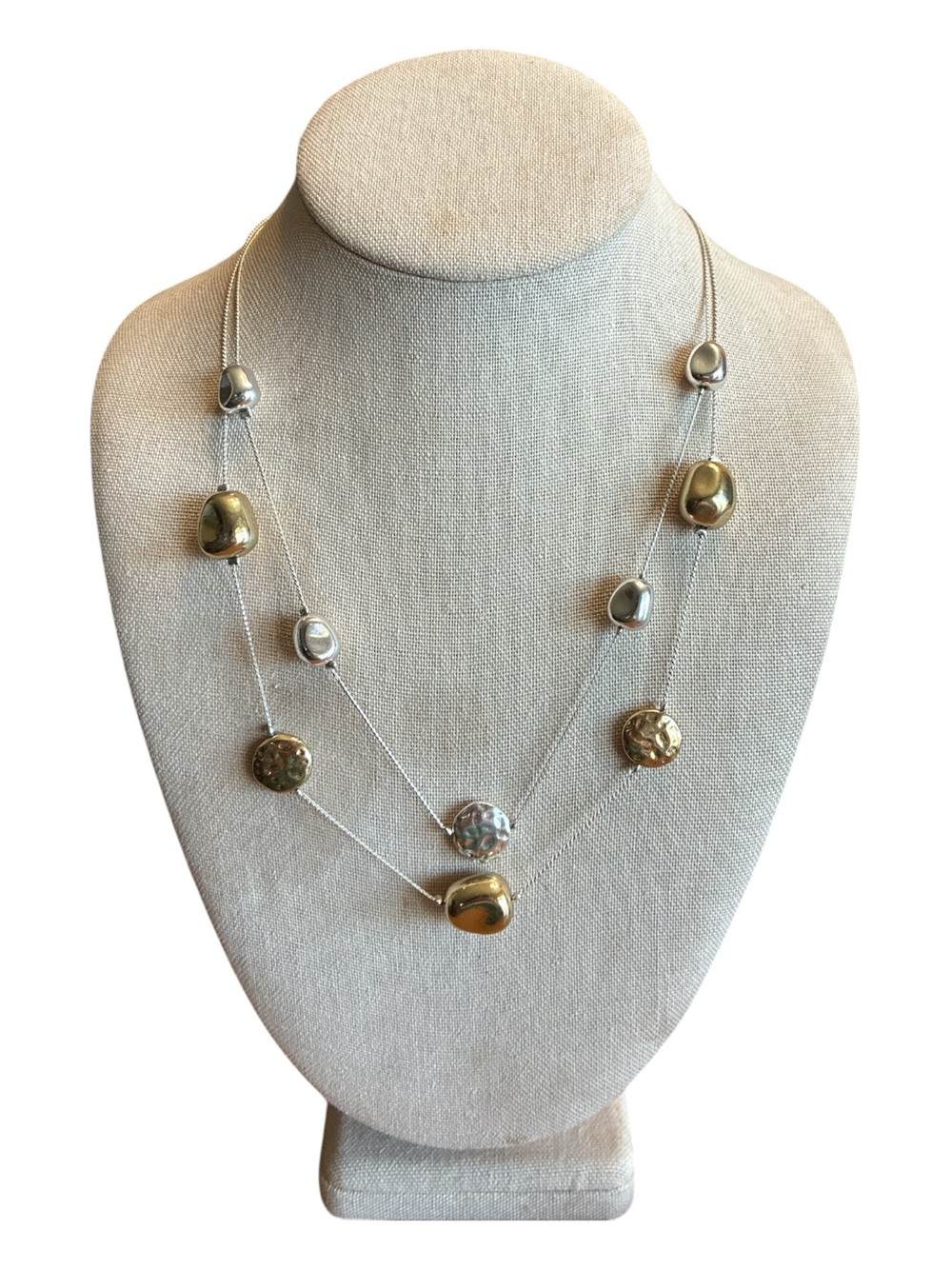 Gold & Silver Two-Tone Pebble Necklace